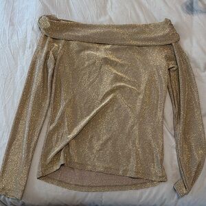 Banana republic M off shoulder gold metallic NWT